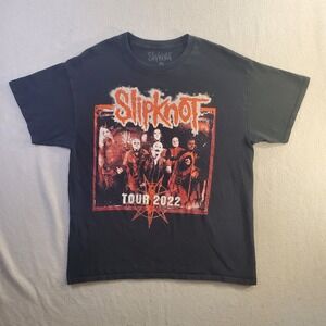 Slipknot Tour 2022 Graphic T-Shirt Mens Large Black Double Sided Band Tee Cotton